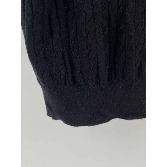 LANDMUSEUM Men's Black Cable Knit Crewneck Short Sleeve Shirt SZ L - Picture 6 of 10